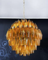Spherical Murano-Style Poliedri Amber Glass Chandelier