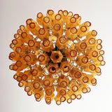 Spherical Murano-Style Poliedri Amber Glass Chandelier