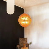 Spherical Murano-Style Poliedri Amber Glass Chandelier