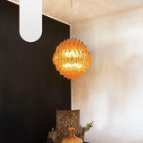 Spherical Murano-Style Poliedri Amber Glass Chandelier