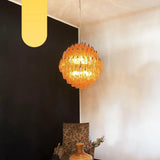 Spherical Murano-Style Poliedri Amber Glass Chandelier