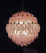 Spherical Murano-Style Poliedri Pink Glass Chandelier