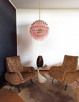Spherical Murano-Style Poliedri Pink Glass Chandelier
