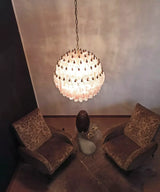Spherical Murano-Style Poliedri Pink Glass Chandelier