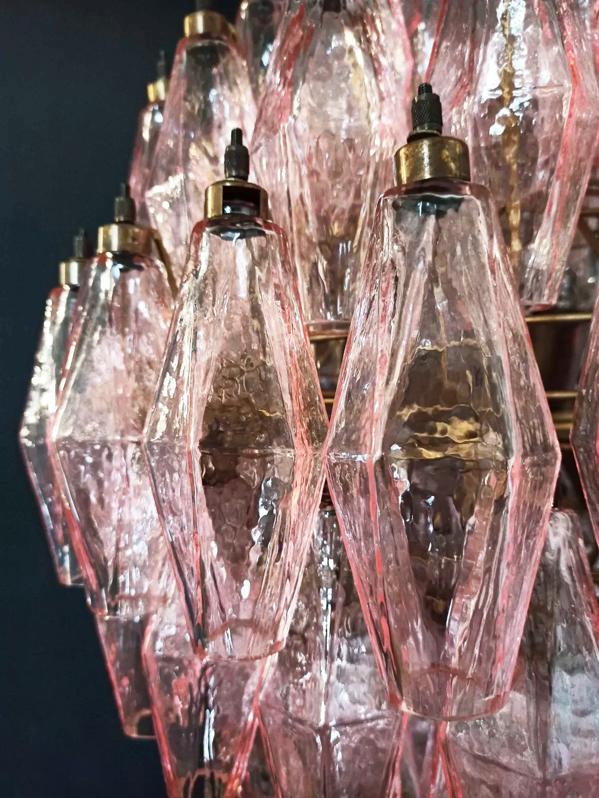 Spherical Murano-Style Poliedri Pink Glass Chandelier
