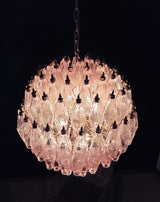 Spherical Murano-Style Poliedri Pink Glass Chandelier