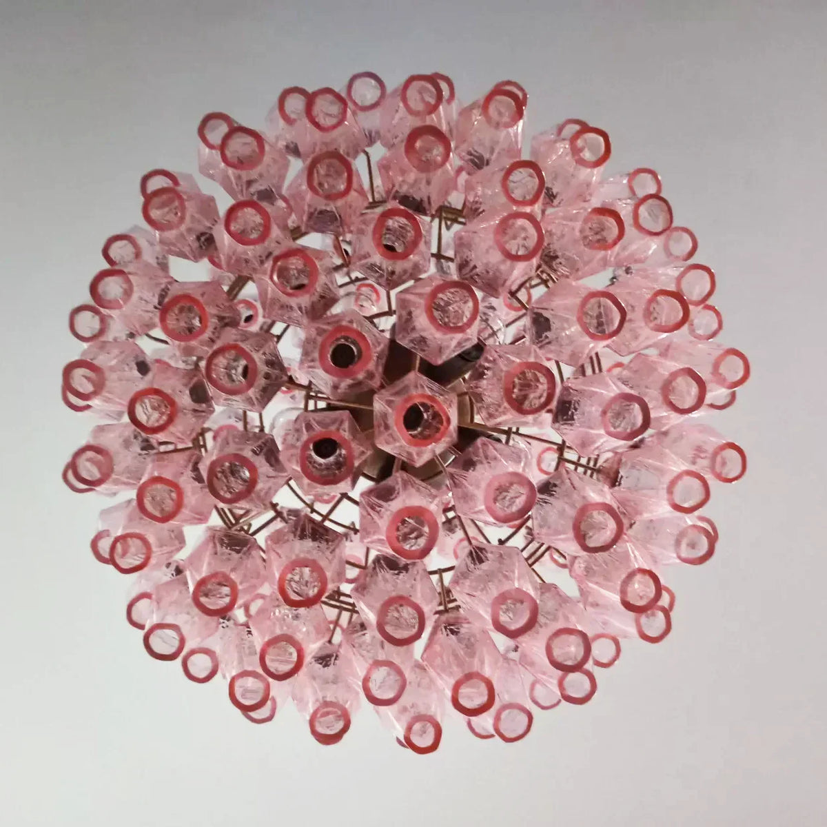 Spherical Murano-Style Poliedri Pink Glass Chandelier