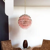 Spherical Murano-Style Poliedri Pink Glass Chandelier