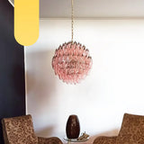 Spherical Murano-Style Poliedri Pink Glass Chandelier