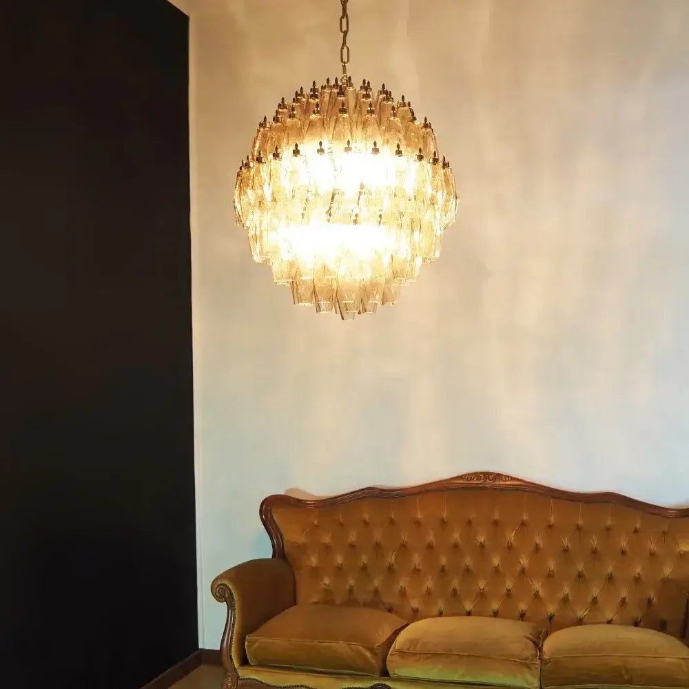 Spherical Murano-Style Poliedri Smoked Glass Chandelier