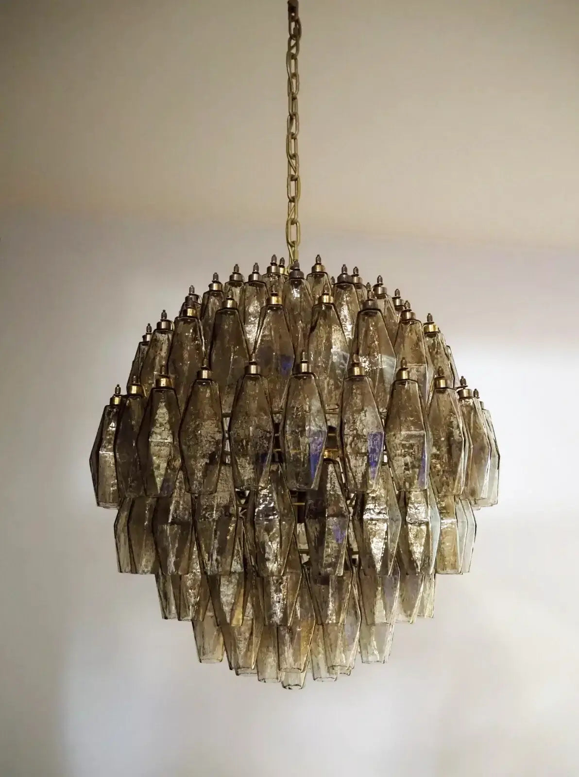 Spherical Murano-Style Poliedri Smoked Glass Chandelier