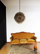 Spherical Murano-Style Poliedri Smoked Glass Chandelier