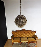 Spherical Murano-Style Poliedri Smoked Glass Chandelier