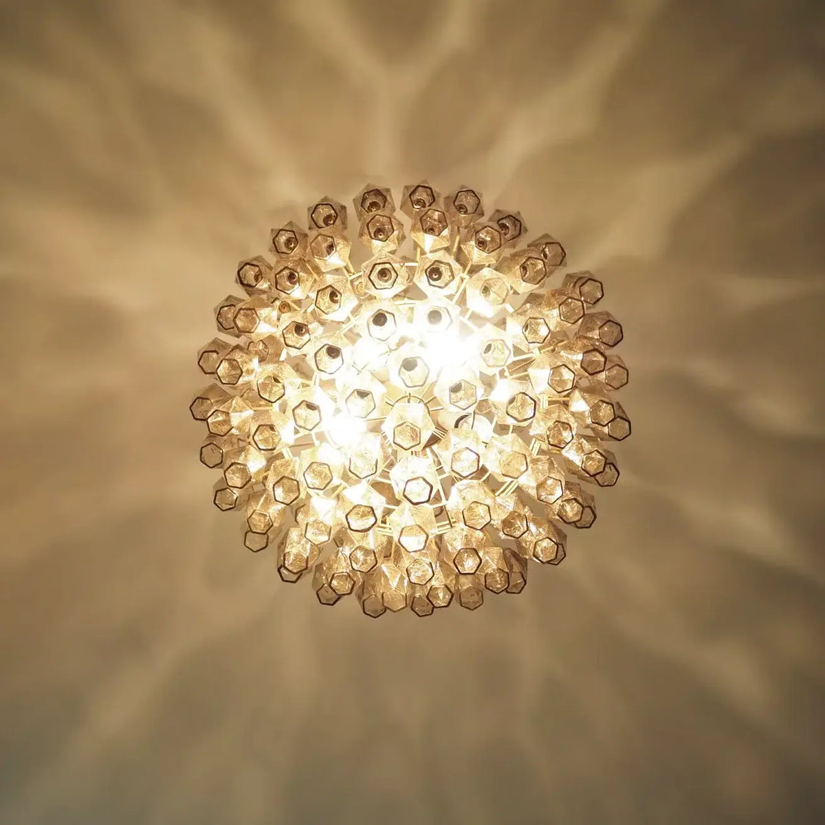Spherical Murano-Style Poliedri Smoked Glass Chandelier