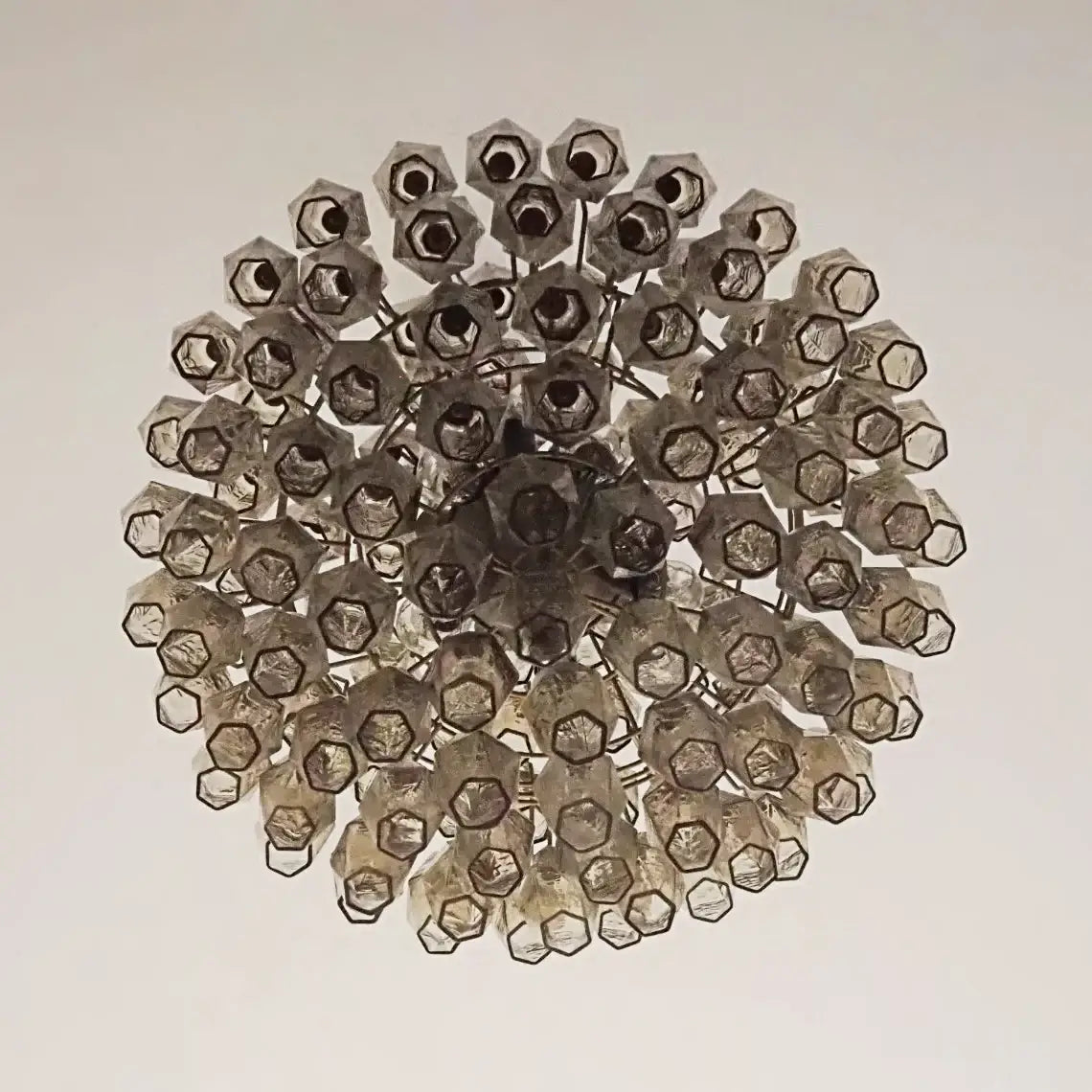 Spherical Murano-Style Poliedri Smoked Glass Chandelier