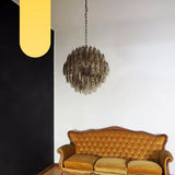 Spherical Murano-Style Poliedri Smoked Glass Chandelier