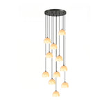 Petal Alabaster Dome Staircase Chandelier