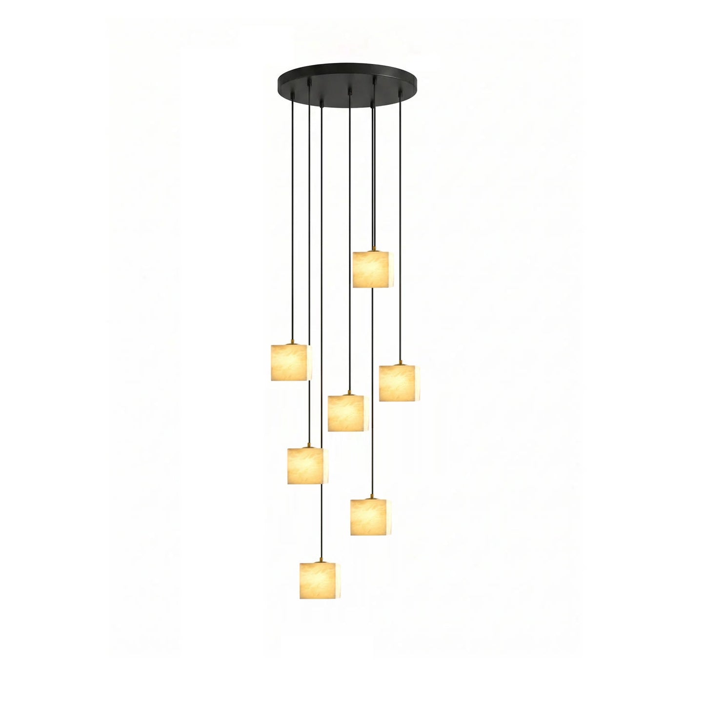 Square Alabaster Staircase Chandelier