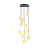 Square Alabaster Staircase Chandelier
