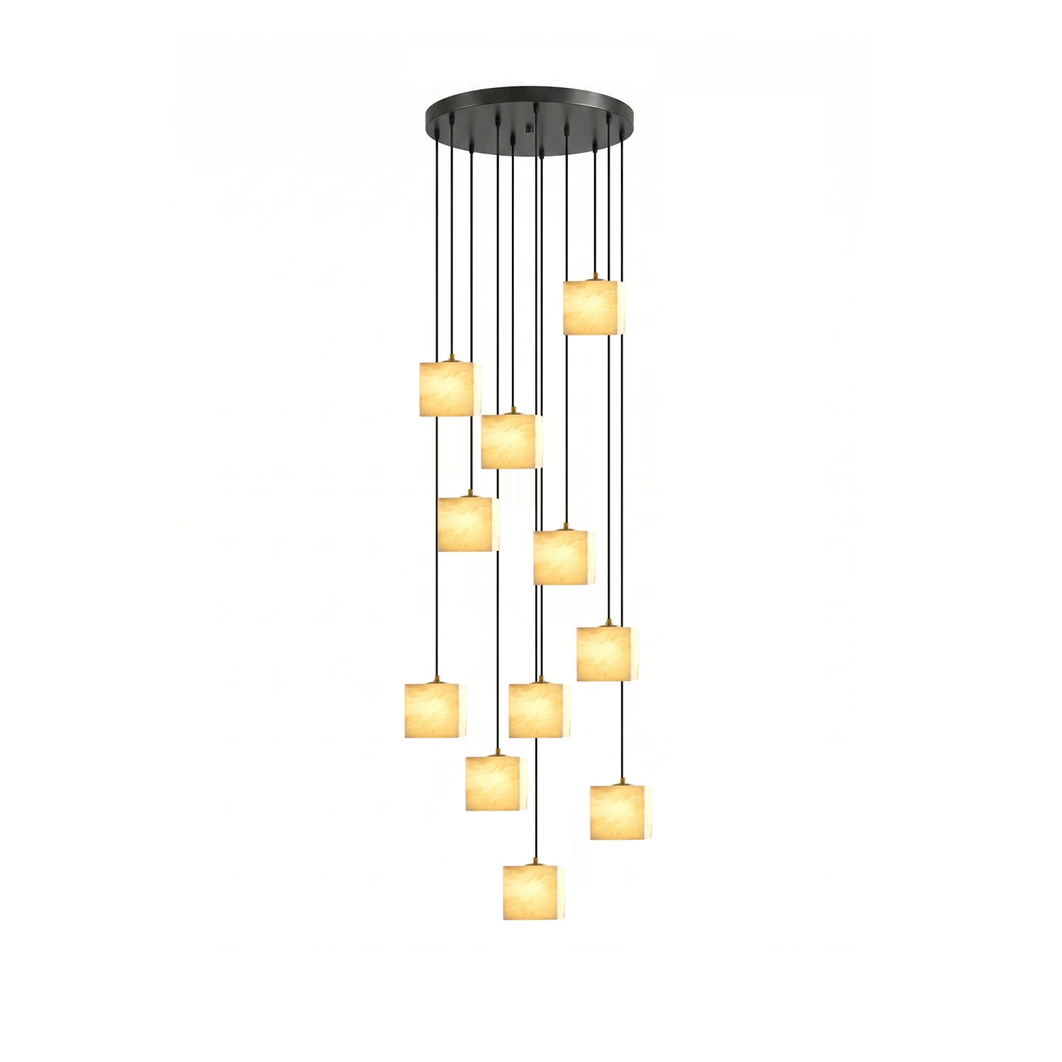 Square Alabaster Staircase Chandelier