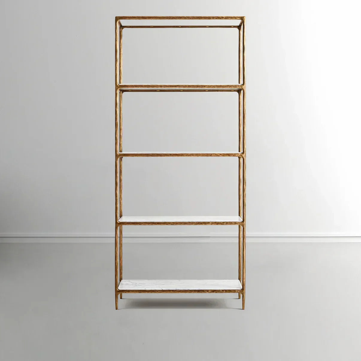 Hand Forged Metal White Marble Shelving