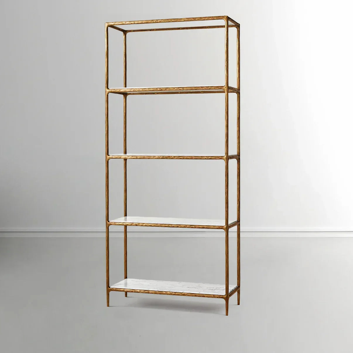 Hand Forged Metal White Marble Shelving