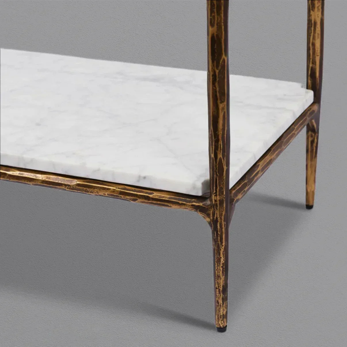 Hand Forged Metal White Marble Shelving