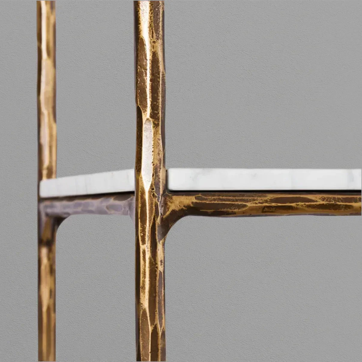 Hand Forged Metal White Marble Shelving