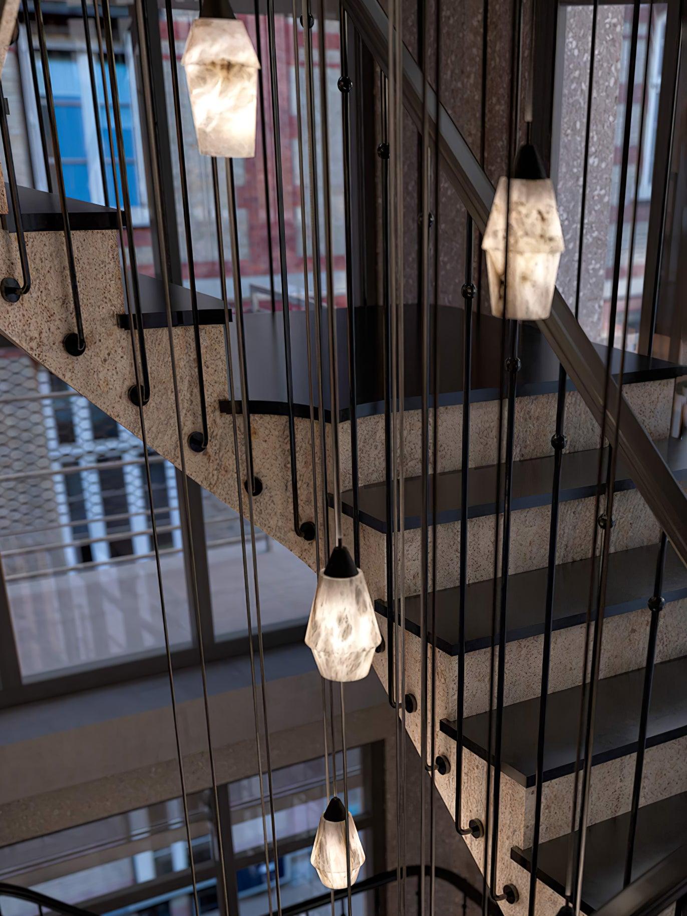 Faceted Alabaster Cluster Chandelier