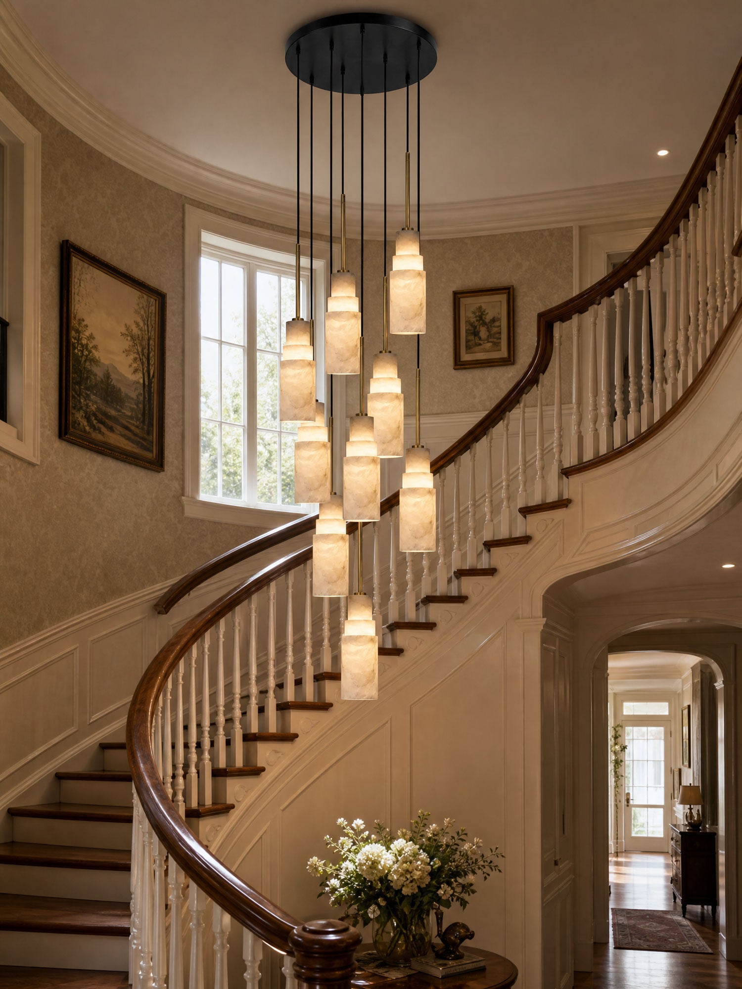 Tiered Alabaster Cluster Chandelier