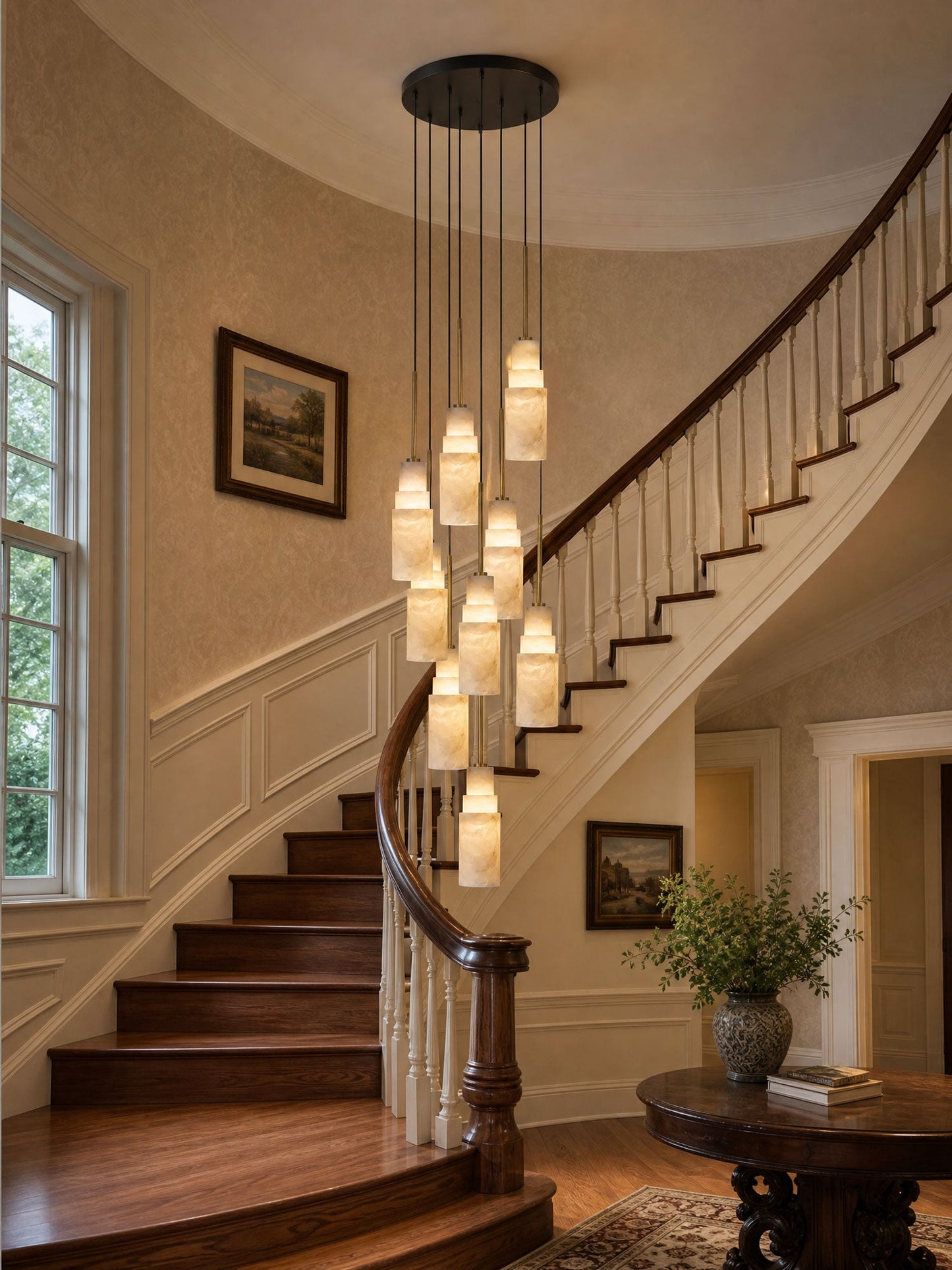 Tiered Alabaster Cluster Chandelier