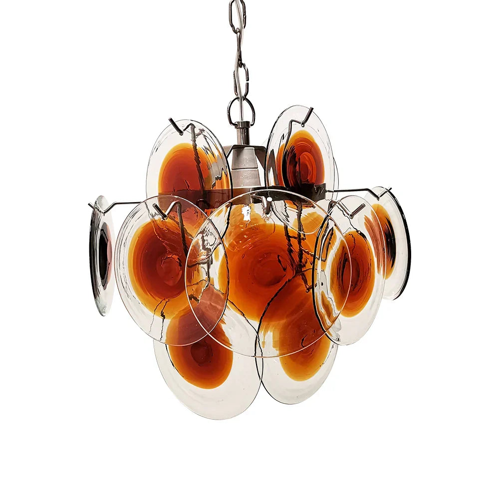 Vintage Murano-Style Orange Brown Chandelier