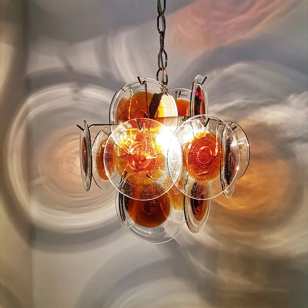 Vintage Murano-Style Orange Brown Chandelier