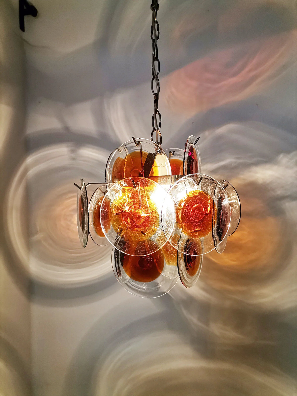 Vintage Murano-Style Orange Brown Chandelier