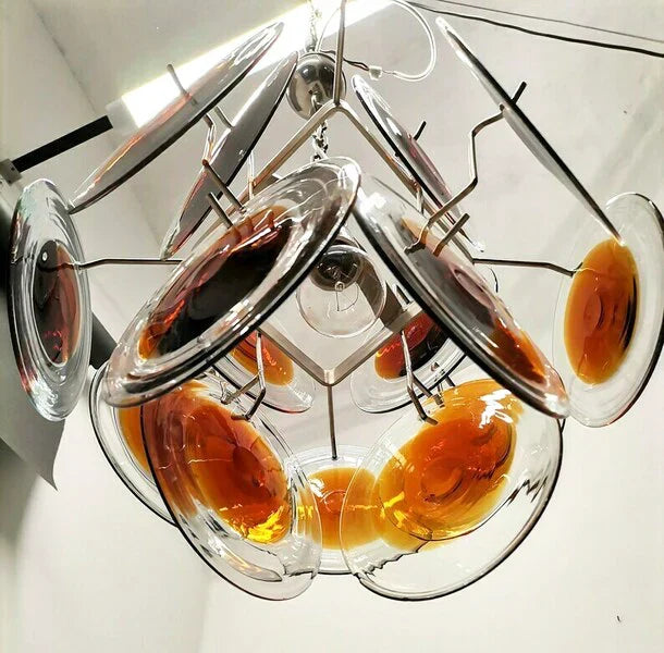 Vintage Murano-Style Orange Brown Chandelier