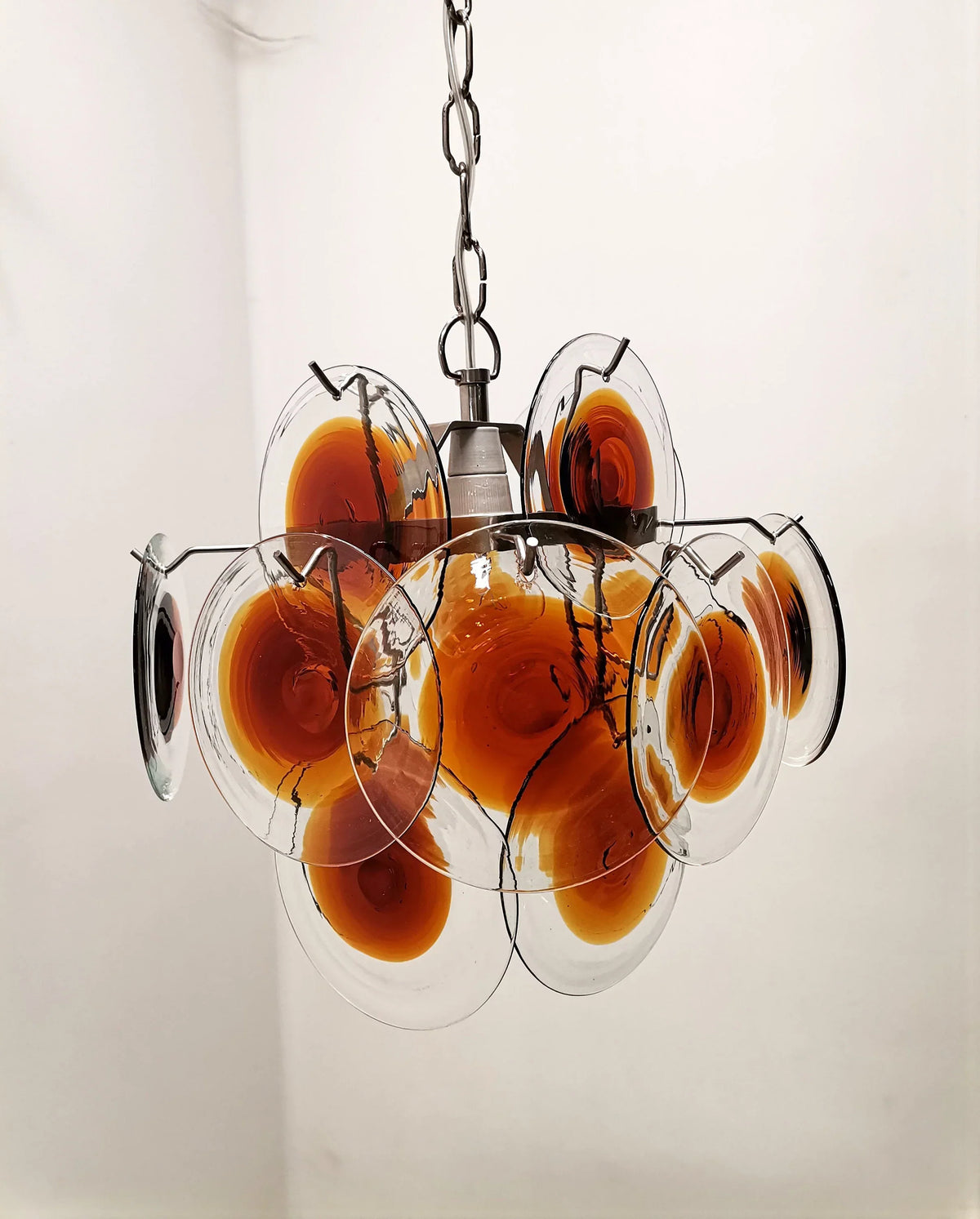 Vintage Murano-Style Orange Brown Chandelier