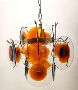 Vintage Murano-Style Orange Brown Chandelier