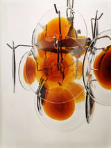 Vintage Murano-Style Orange Brown Chandelier