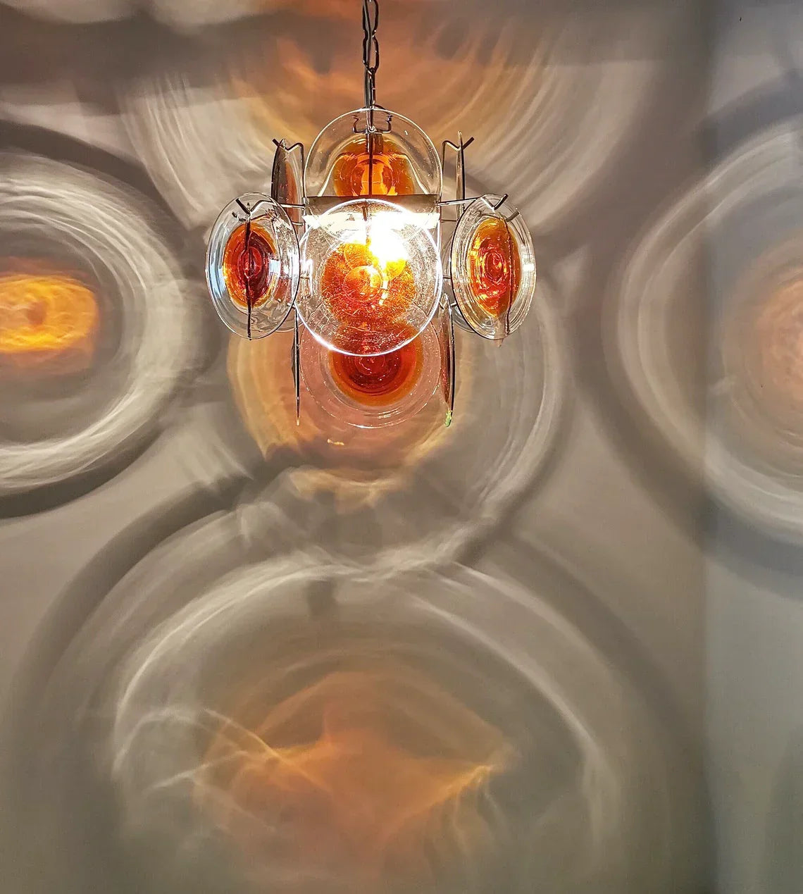 Vintage Murano-Style Orange Brown Chandelier
