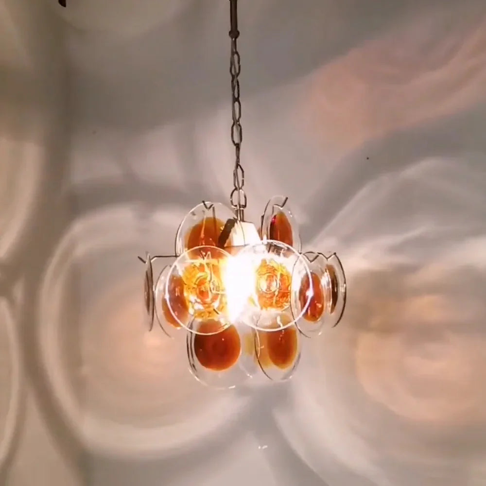 Vintage Murano-Style Orange Brown Chandelier