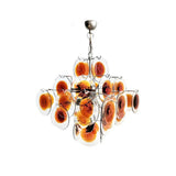 Vintage Murano-Style Orange Brown Transparent Disc Chandelier