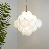 Vintage Murano-Style White Disks Chandelier