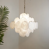 Vintage Murano-Style White Disks Chandelier
