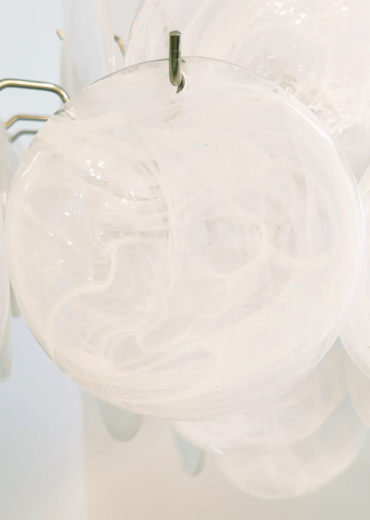 Vintage Murano-Style White Disks Chandelier