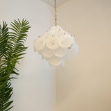 Vintage Murano-Style White Disks Chandelier