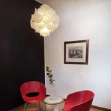 Vintage Murano-Style White Disks Chandelier