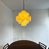 Vintage Murano-Style White Disks Chandelier