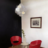 Vintage Murano-Style White Disks Chandelier