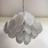 Vintage Murano-Style White Disks Chandelier