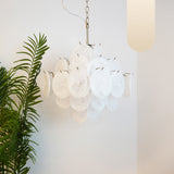 Vintage Murano-Style White Disks Chandelier